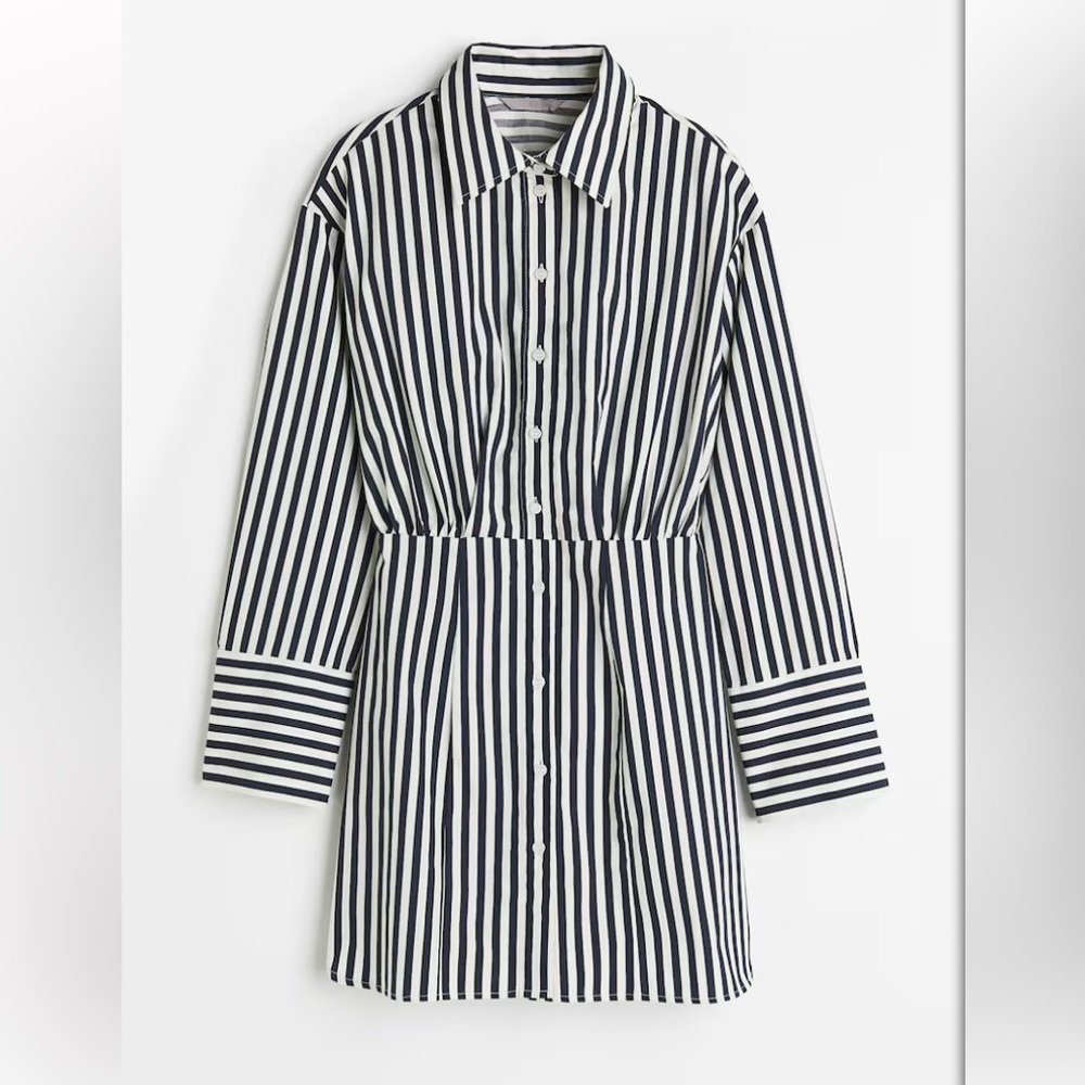 Navy & White Striped Shirt Dress